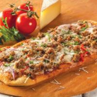 Warehouse Flatbreads · Fresh baked flatbread topped with our fresh house- made tomato sauce, mozzarella cheese and ...