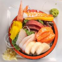 Chirashi · Assorted of sashimi over sushi rice.
