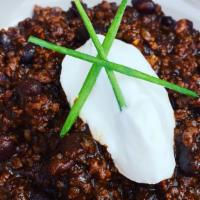 Game Chili · Slow cooked with love in a rich chili sauce.