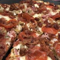 Meat Lover'S Pizza (Small) · Crumbled sausage, Italian sausage, ham, pepperoni, and bacon. This one is a mouthful. Serous...
