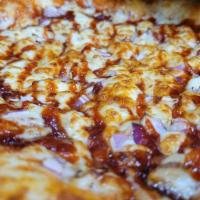 Bbq Chicken Pizza (Small) · Sweet southern BBQ sauce really complements the grilled chicken, onion and crisp applewood b...