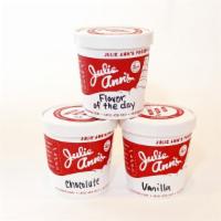 Pint Trio · One pint each of vanilla, chocolate, and our flavor of the day.  Please check www.julieanns....