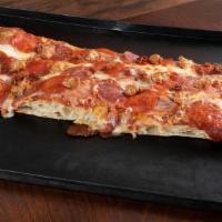 Affirmissimo Roman · pepperoni, genoa salami, canadian bacon, pancetta, sausage, pizza sauce, mozzarella