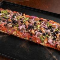 Combination Roman · pepperoni, genoa salami, mushroom, black olives, sausage, bell peppers, ground beef, red oni...