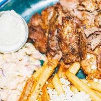 Berkshire Pork Platter · low & slow braised pork with greek spice rub, fries, coleslaw