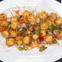 Salt And Pepper Tofu · Spicy. Vegan. Vegetarian. Gluten friendly. Crispy tofu wok tossed with sea salt, garlic, and...