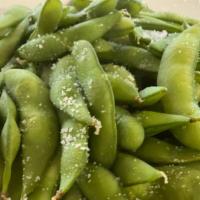 Edamame · Cooked green soy bean with salt.