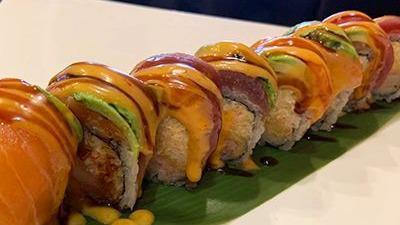 King'S Roll · Tempura crab cucumber, topped with tuna, salmon & avocado, served with spicy mayo & eel sauce.