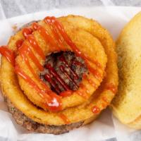 French Onion Burger · Cheddar cheese with 2 onion rings.