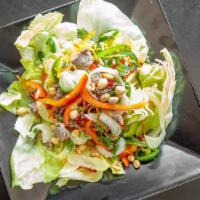 Haven Salad · Lettuce, onions, jalapeños, peanuts, scallions & lime zest.