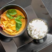 Red/Green Curry · Bamboo, bell peppers & basil.