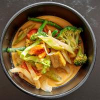 Vegetarian Curry · broccoli, carrots, green beans, cabbage, potatoes, pea pods & onions.