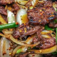 Mongolian Beef 葱爆牛 · Spicy. Sliced tenderloin beef toss-fried with spring onions.