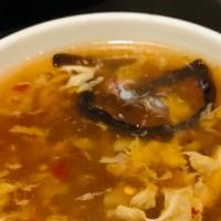 Hot & Sour Soup · Hot and spicy, chicken, tofu , bamboo ,dry mushroom, water chestnut and eggs