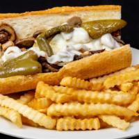 Chicken Philly Sandwich · Grilled onions, green peppers, mushroom and mozzarella cheese.