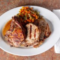 Pork Chops (2) · Served with two eggs any style hamburger.