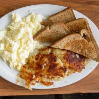Eggs Special (2) · Hashbrowns, toast and your choice of turkey ham, turkey bacon or beef sausage.