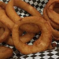 Monument Circle Rings · Basket of onion rings to share