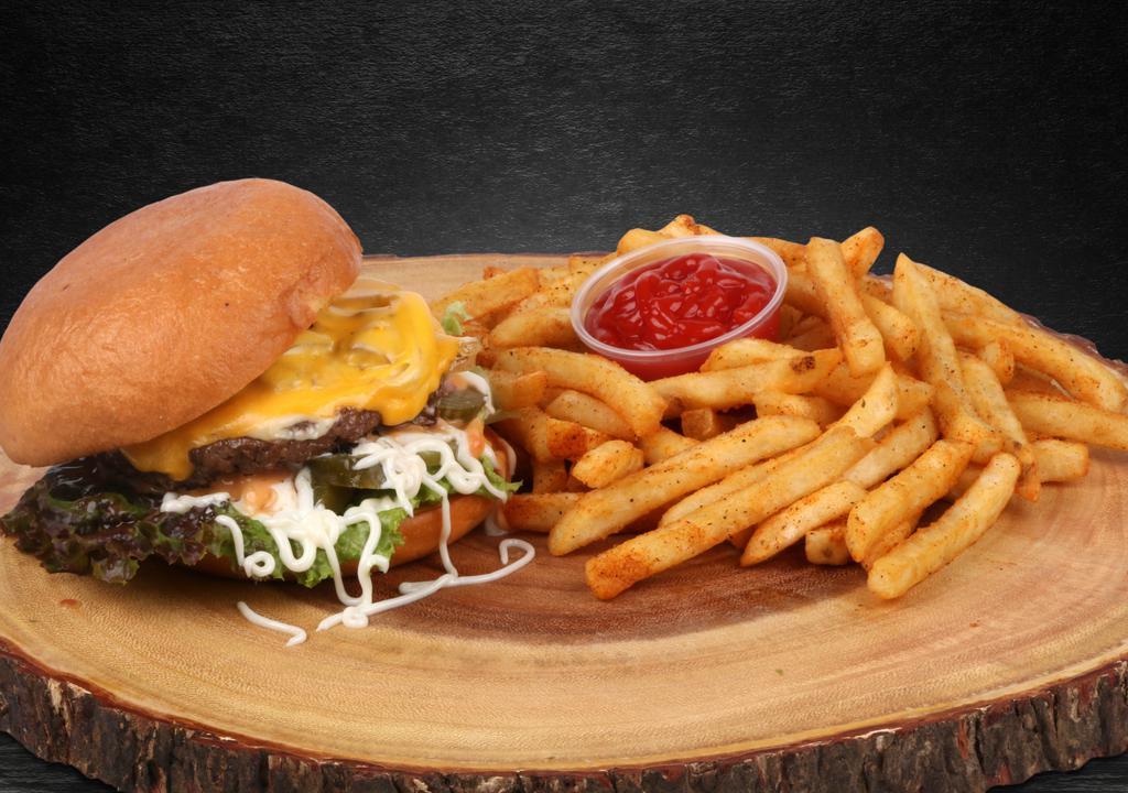 Cheeseburger · American cheese, lettuce tomato, pickles, mayonnaise, Thousand island & ketchup.