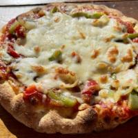 Vegetarian · Mushrooms, Onions, Roasted Garlic, Sweet Pepper Strips, and our Pizza Sauce. Topped with Mel...