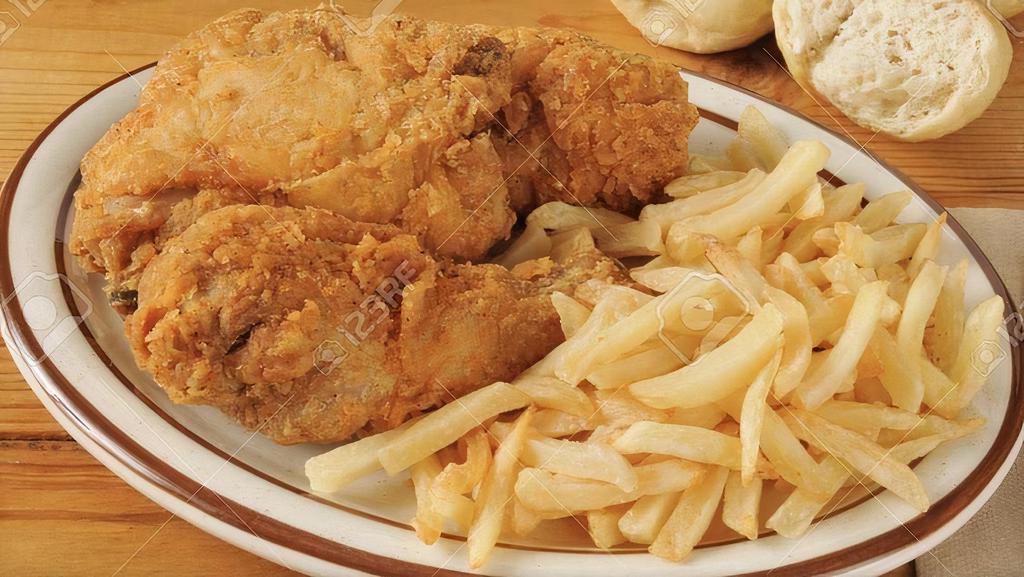 Fried Chicken Dinner · A 4pc fried chicken dinner served with french fries.