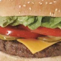 Cheeseburger · 1/3 lb. patty with American cheese, lettuce, tomato and pickle.