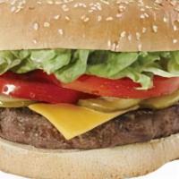 Leo'S Cheeseburger · 1/2 lb. patty with American cheese, lettuce, tomato and pickle.