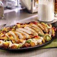 Crazy Spicy Sizzlin' Skillet · Chorizo sausage, fire-roasted bell peppers & onions, mushrooms, jalapeños and seasoned red-s...