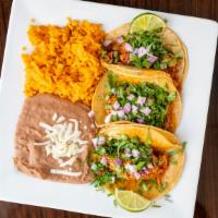 Taco Dinner Plate · Your choice of meat, refried beans, lettuce, tomato, mayo, onions, sour cream, queso fresco,...
