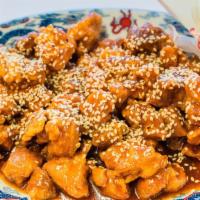 Sesame Chicken · Crispy breaded chicken coated with chef’s special sesame sauce.