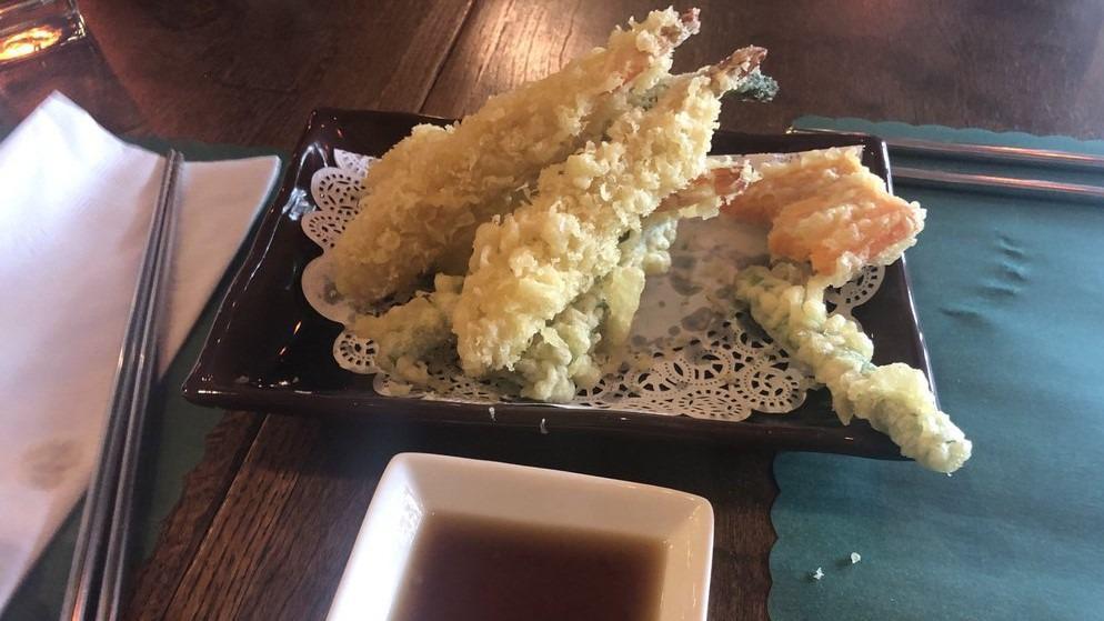 Shrimp Tempura · Deep-fried batter-dipped shrimp and assorted vegetables.