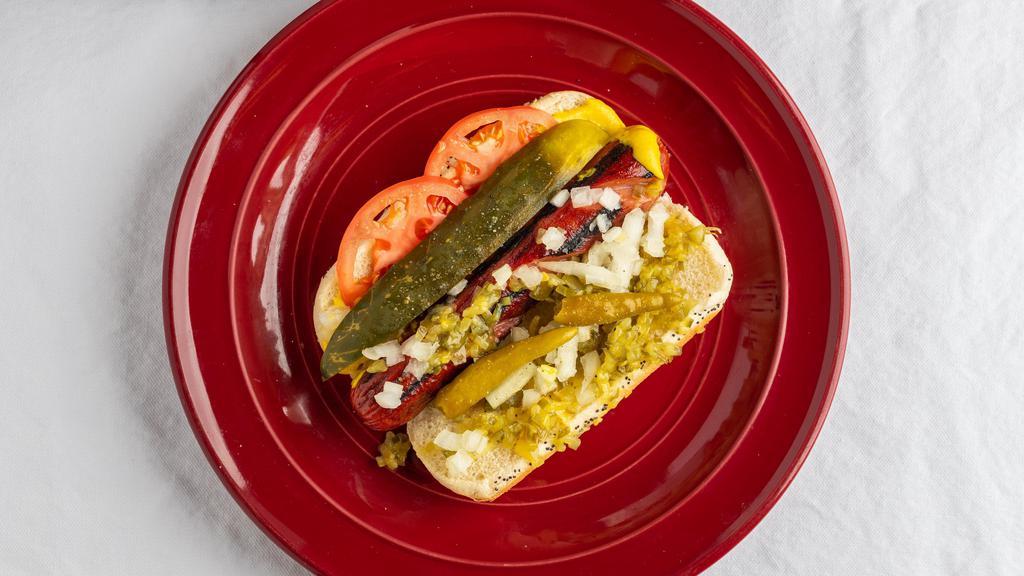 Char Jumbo Dog · Everything: Mustard, Relish, Onion, Tomato, Pickle, Sport Pepper, Celery Salt