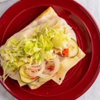 Turkey Sub (Half 6'') · Turkey breast, Swiss cheese, then topped with mayonnaise, lettuce, tomatoes, onions, and pic...