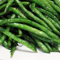 Green Bean With Preserved Vegetable / 干煸四季豆 · Vegetarian. Green bean stir fried with salted szechuan pickles.