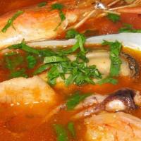 Parihuela Soup · Calamari, squid, shrimp, fish, mussels.