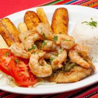House Tilapia · Fried tilapia topped off with shrimp in chimichurri.  Served with a rice, fried yuca, fried ...