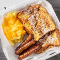 French Toast With Eggs & Choice Of Ham, Bacon Or Sausage · 