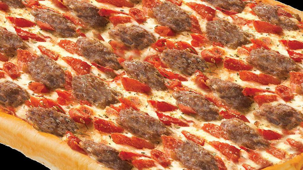 Original Chicago Pizza Large · A sauceless pizza that includes Italian sausage, diced tomatoes and our quatro cheese blend. 380/390 cal/piece.