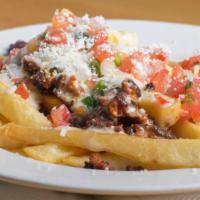 Fiesta Fries · Fries topped with chorizo, cheese and pico de gallo.
