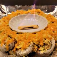 Campfire Rolls · Hot. Double rolls, for two people. Crabmeat, asparagus, tempura shrimp, crunch chips, cheese...