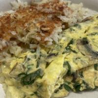 Spinach And Mushroom Omelette · Fresh sauteed mushrooms and spinach.