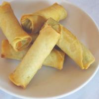Spring Rolls · Vegetarian fried springs rolls comes with a side of fish dipping sauce. 4 pieces