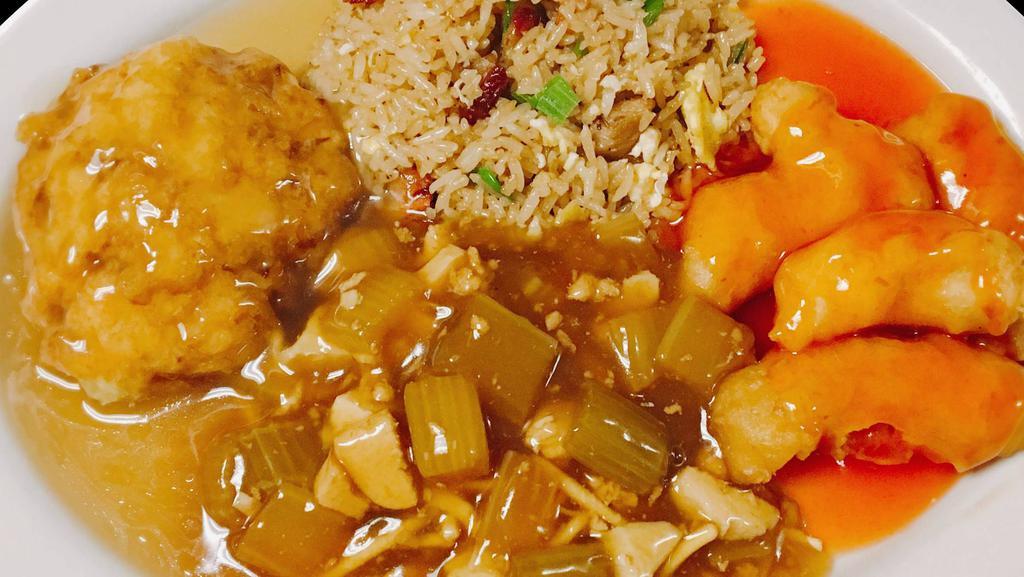 Chicken Chow Mein, Sweet & Sour Chicken, Egg Foo Young, Fried Rice · 