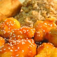 Sesame Chicken · Breaded white meat chicken with our special toasted sesame sauce.