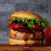 Saucy Burger · Cheeseburger with fresh lettuce, tomatoes, and mayonnaise. Choose the extra sauce of chipotl...