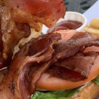 Galvin'S Blt · Served with lettuce, tomato, onion, applewood smoked bacon, and spicy mayo -served on ciabat...