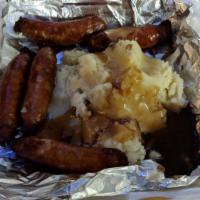 Bangers & Mash · Traditional Irish sausage served with a generous portion of mashed potatoes and gravy.