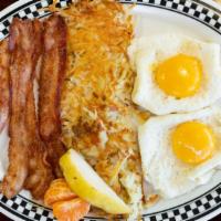 All American · 2 eggs, choice of bacon, sausage or ham