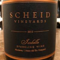 Scheid Vineyards, Isabelle Sparkling Wine · This 2013 Isabelle Sparkling wine is an elegant and complex Cuvée in a brut style. Has brill...