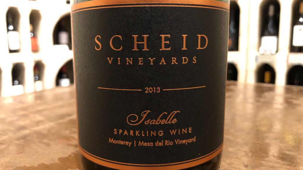 Scheid Vineyards, Isabelle Sparkling Wine · This 2013 Isabelle Sparkling wine is an elegant and complex Cuvée in a brut style. Has brilliant aromas of green apple, pear and hints of white flours, honey and brioche.
750ml